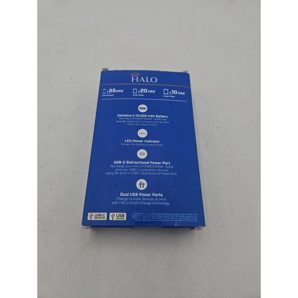 HALO Power Bank 15000 mAh Batterie ALL UBS Phones Gaming Cameras Devices